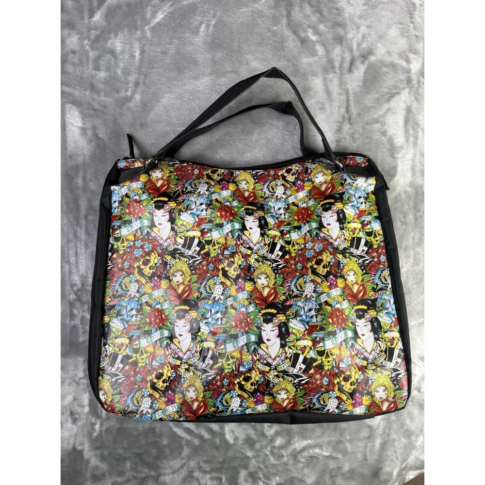 Ed Hardy With Geisha Skull Design Large Tote Overnight Bag Weekender